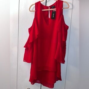 City Chic Vibrant Red High Low Top